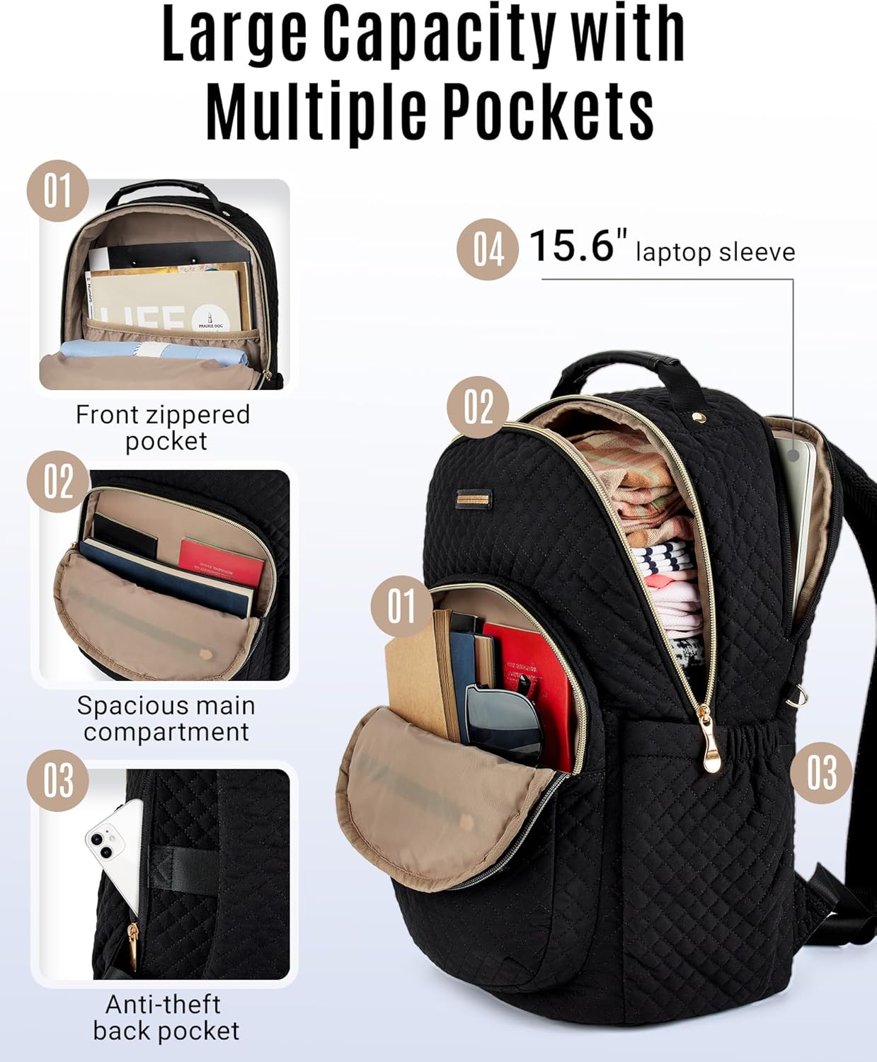 LIGHT FLIGHT Rolling Laptop Bag with Backpack for Women, 17.3 inch Rolling Briefcase Overnight Roller Bag