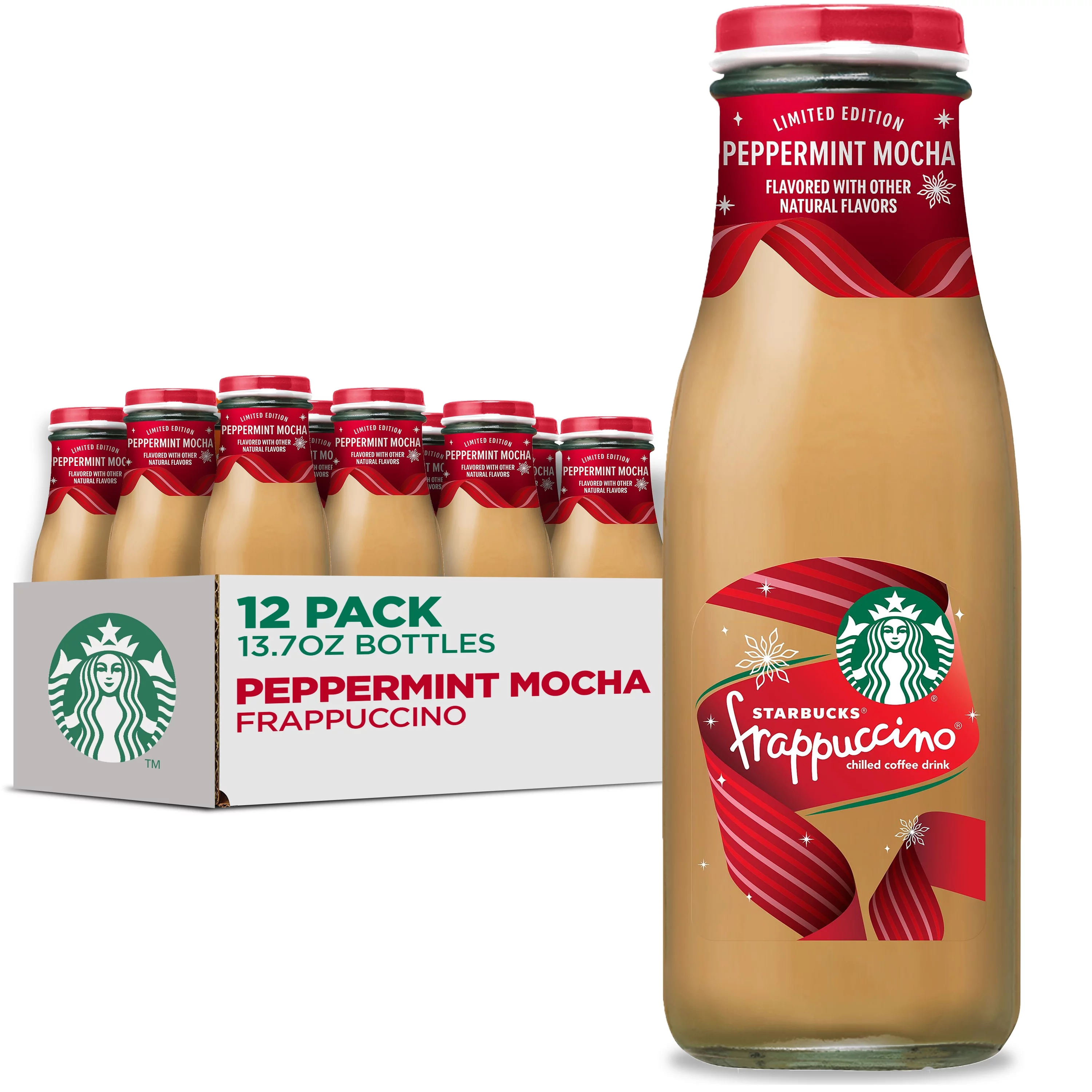 Starbucks Frappuccino Peppermint Mocha Iced Coffee Drink Limited Edition, 13.7 fl oz 12 Pack Bottles