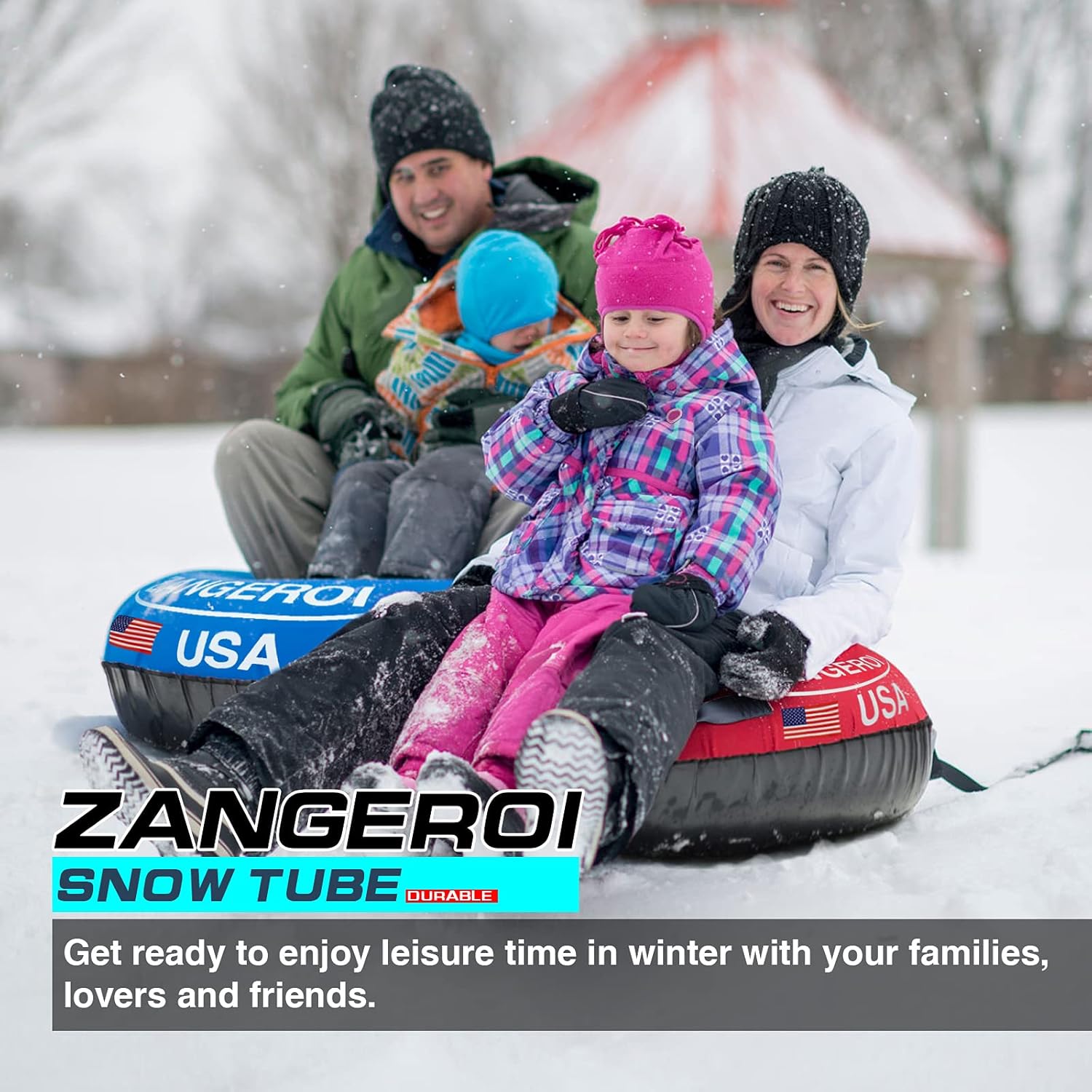 Snow Tube Snow Tubes Heavy Duty Snow Tube for Kids Adult Snow Tube 45inch, Snow Sled Sledding Tube, Inflatable Snow Tube for Kids Snow Tubes for Sledding Towable Double Rubber Snow Tube with Cover