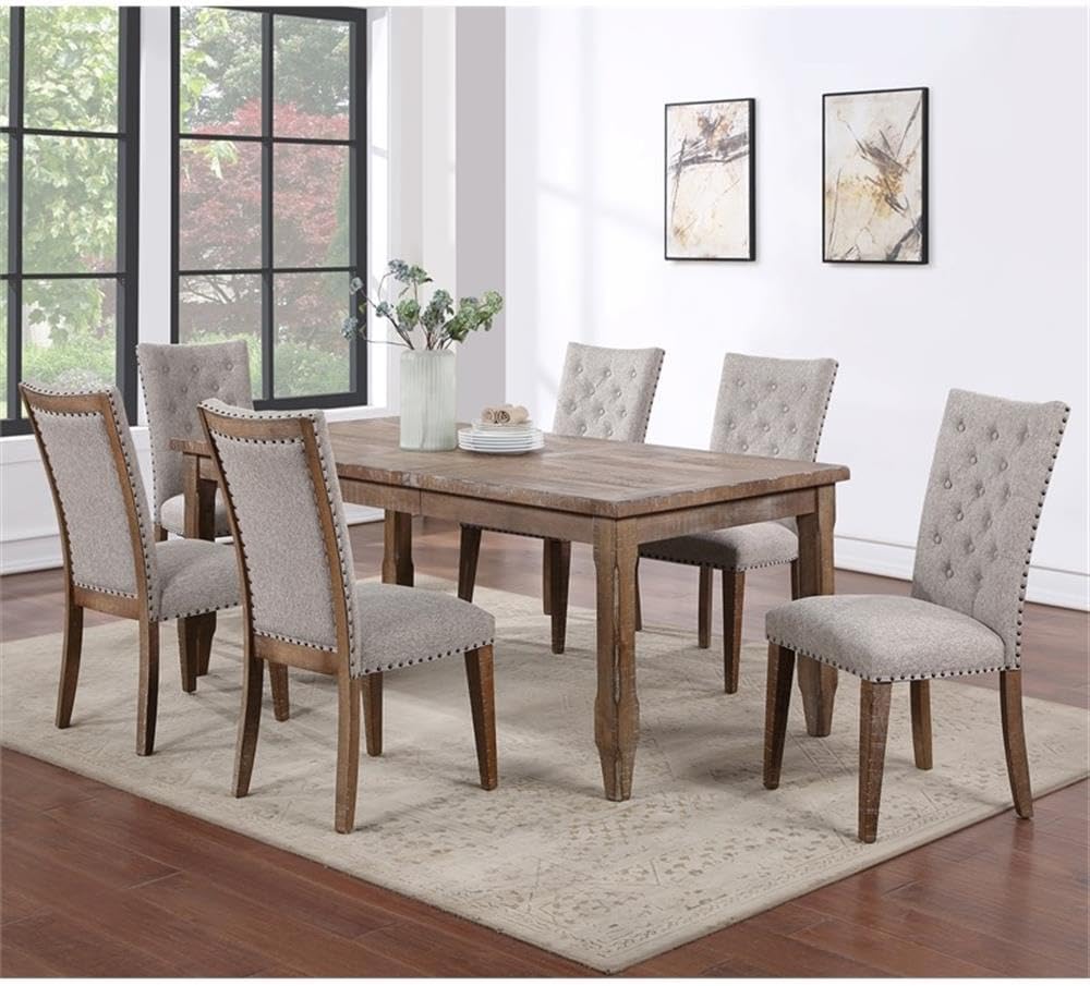 BOWERY HILL Light Brown Distressed Wood Extendable Dining Table