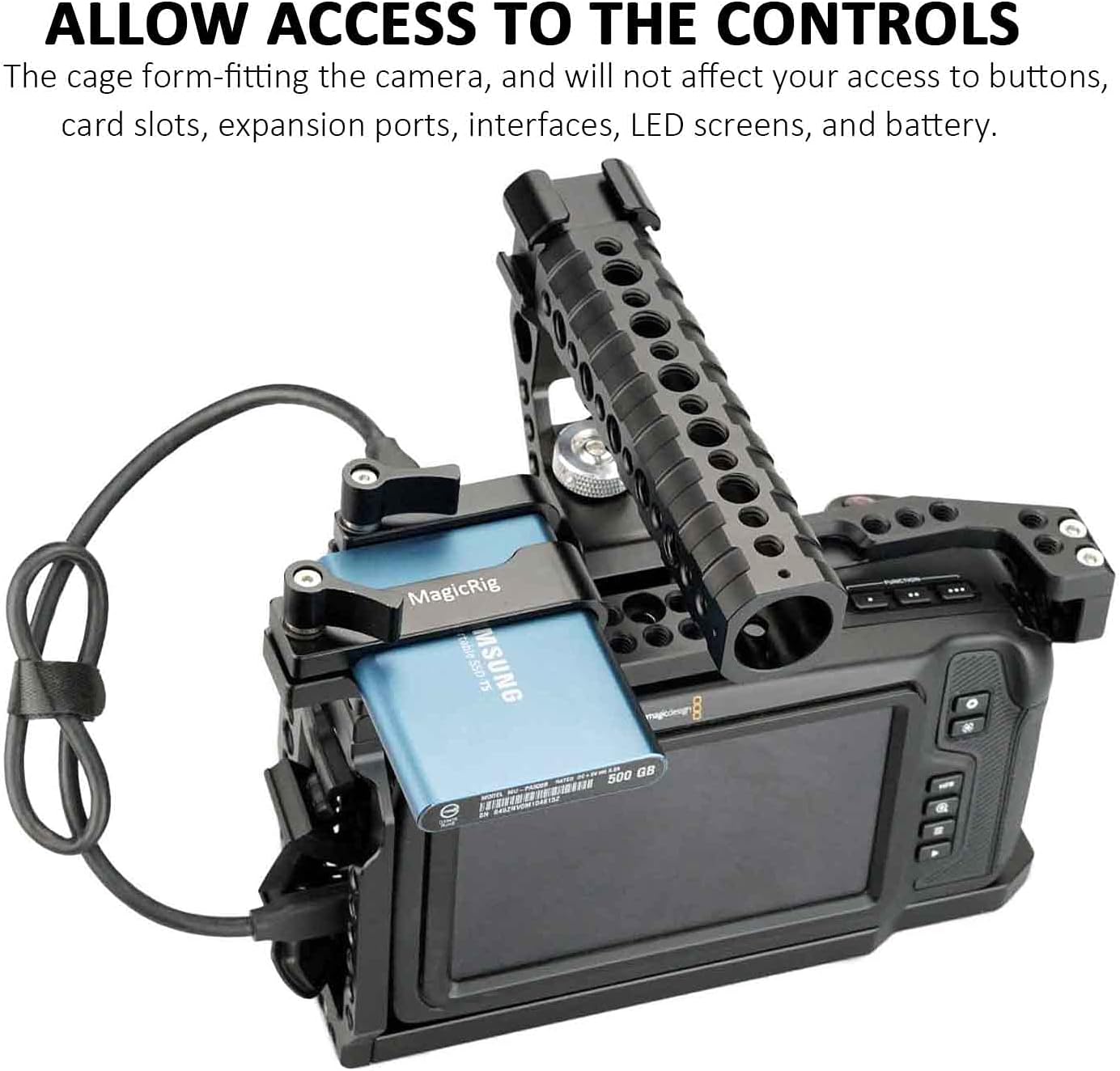MAGICRIG Camera Cage Kit for BMPCC 4K /6K, with Top Handle and T5 SSD Mount Holder ,for Blackmagic Pocket Cinema Camera BMPCC 4K / 6K