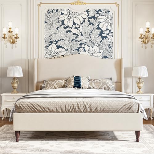 King Size Bed Frame Upholstered Platform Bed with 51