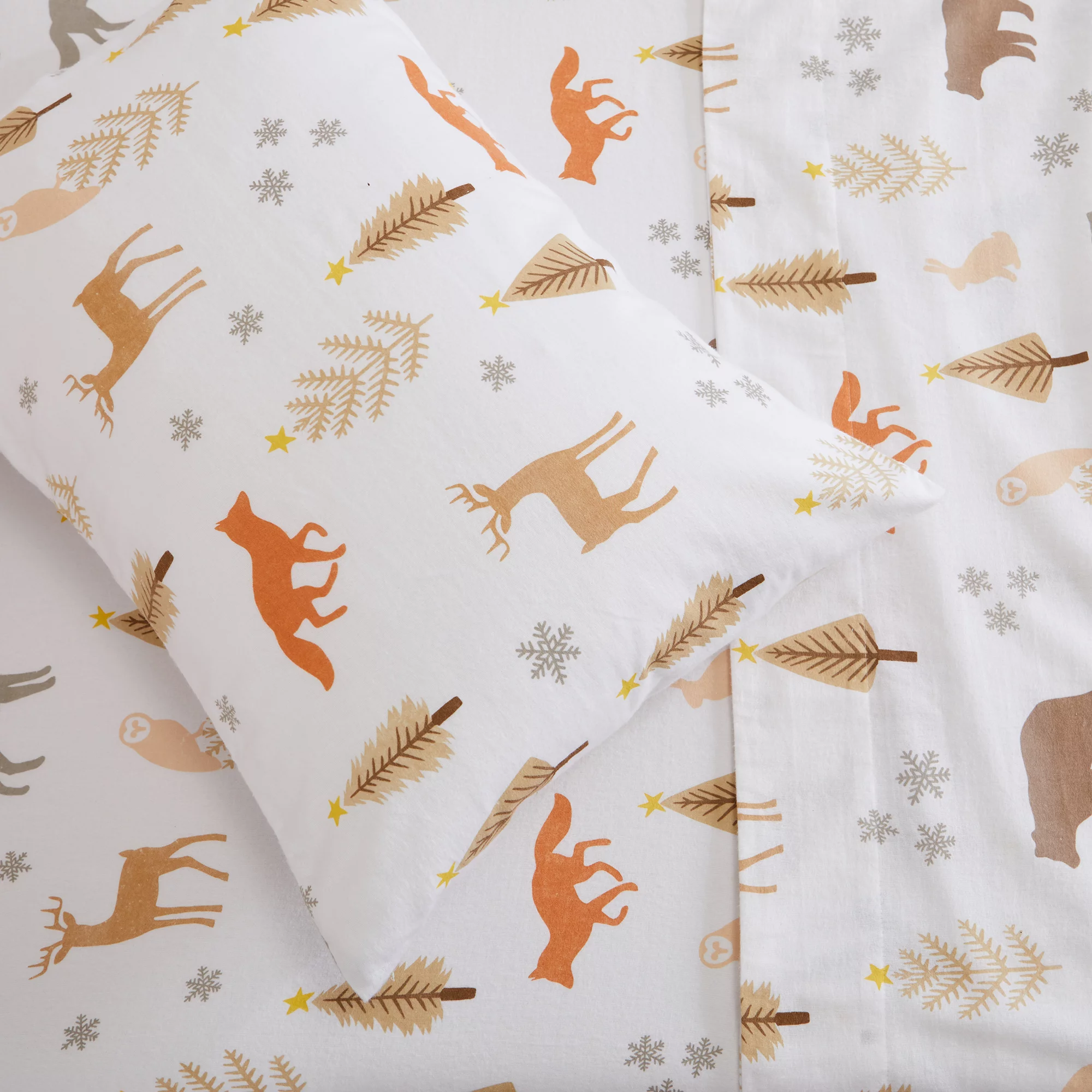 Great Bay Home Turkish Cotton Printed Flannel Sheet Set (Full, Roaming Animals)