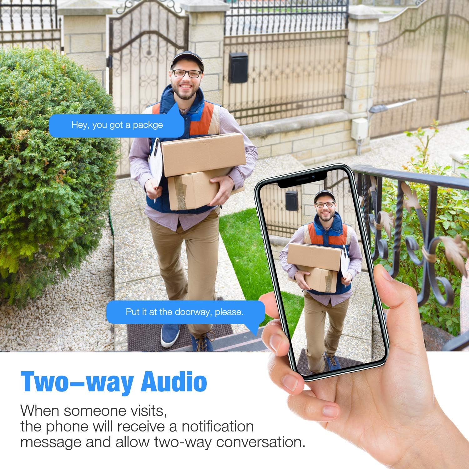 Wireless Outdoor Security Camera, 1080P Solar Camera Security Outdoor, WiFi Camera Outdoor with Rechargeable Battery, 2-Way Audio, Night Vision, PIR Motion Detection, IP65 Waterproof,Cloud/SD Storage