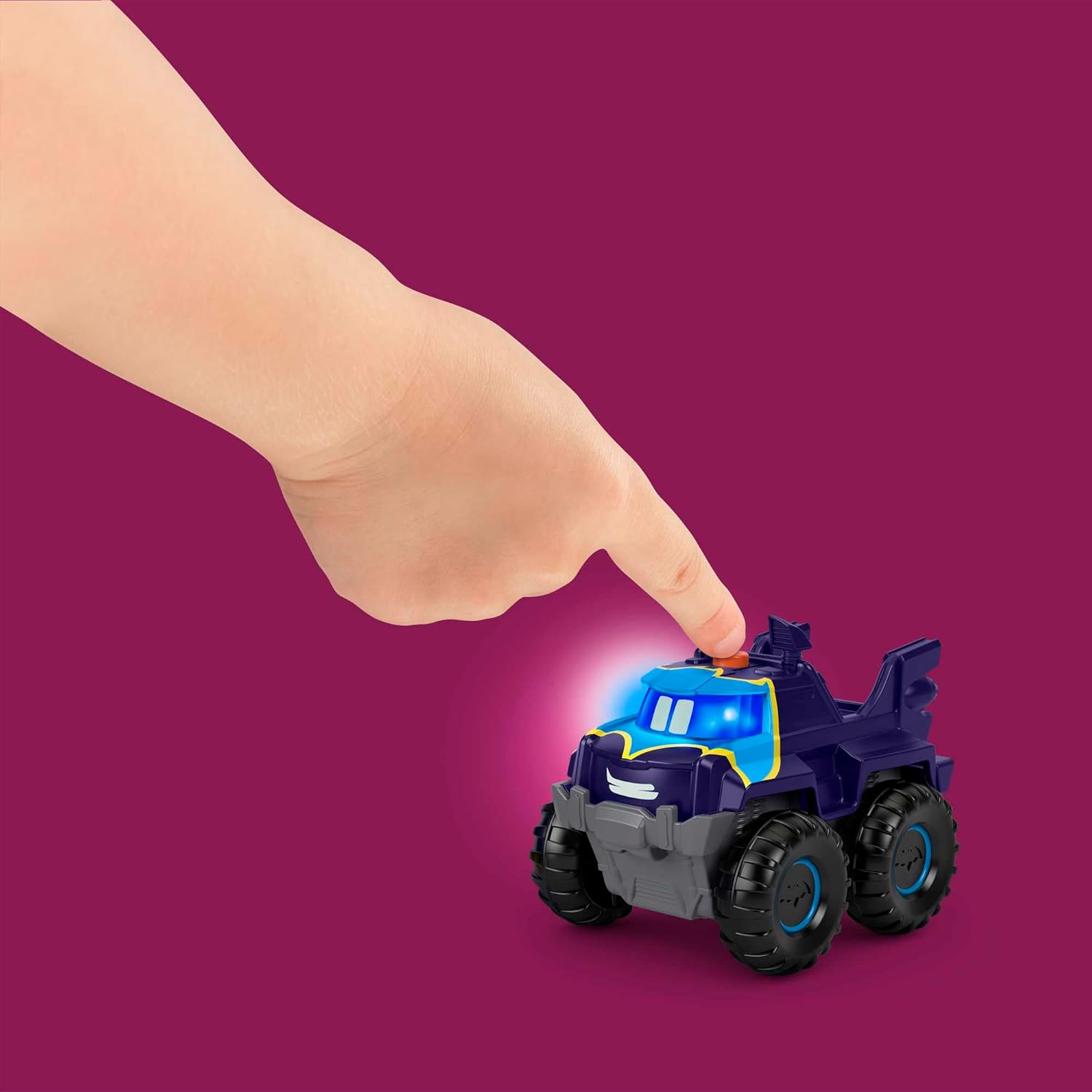 Fisher-Price DC Batwheels Light-Up 1:55 Scale Toy Cars 2-Pack, Bam The Batmobile and Buff, Preschool Pretend Play Ages 3+ Years