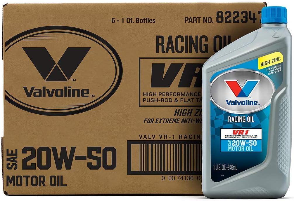 Valvoline VR1 Racing SAE 20W-50 High Performance High Zinc Motor Oil 1 QT, Case of 6 Pack of 2