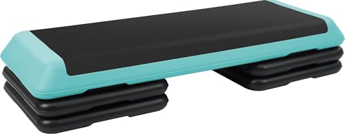 Step Aerobic Platform, Exercise Step with 5 levels Adjustable Height, 4 Stackable Risers, Fitness Training Workout Stepper for Home Gym, Cardio Strength, Multiple Options