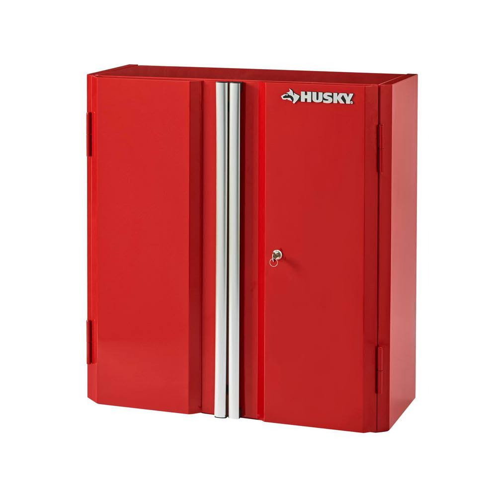 Husky Ready-to-Assemble 23-Gauge Steel Wall Mounted Garage Cabinet in Red (28 in. W x 29 in. H x 12 in. D)