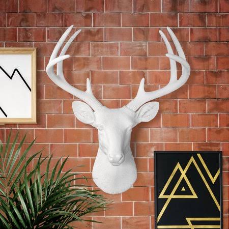 Wall Charmers Large White Deer Head, 21 inch