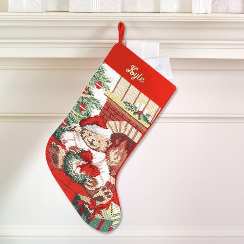 Lillian Vernon Santa Personalized Heirloom Christmas Needlepoint Stocking Stocking, 100% Wool, 9.5
