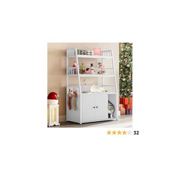 YITAHOME Cat Litter Box Enclosure with Storage Shelves Indoor Large Litter Box Furniture Wooden Hidden Cat Cabinet Washroom - Pet Supplies online store