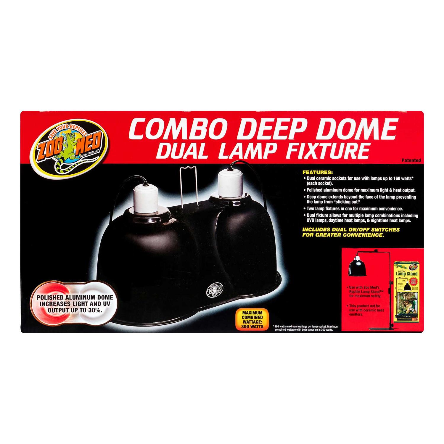 Zoo Med Combo Deep Dome Dual Lamp Fixture - Pet Supplies online store