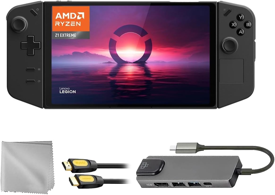 Lenovo Legion Go 1TB SSD Gaming Handheld 8.8-inch Touchscreen 144Hz 2K QHD AMD Ryzen Z1 Extreme Processor, Hub, HDMI Cable, 3 Accessories: 4 in 1 Bundle