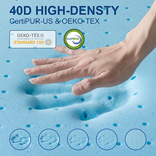 Maxzzz 3 Inch Memory Foam Mattress Topper Queen Gel-Infused Memory Foam Bed Mattress Topper High Density Cooling Mattress Pad with Removable Soft Cover for Back Pain, Pressure Relief White