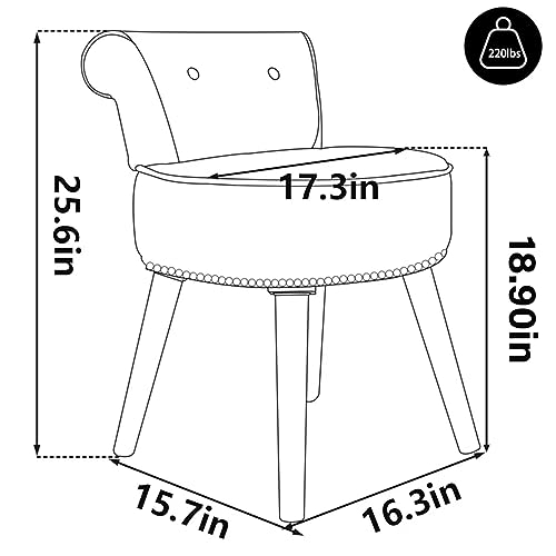 Vanity Stool - Vanity Chair with Back Small Vanity Makeup Vanity Chair Velvet Vanity Stool Chair Tufted Accent Chairs Makeup Chair for Vanity for Women Girls and Kids (Grey)