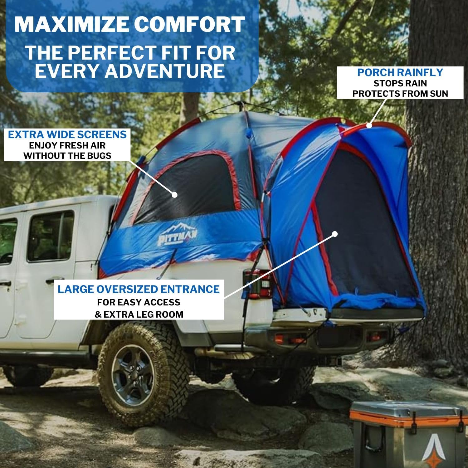 Pittman Outdoors EZ-UP Truck Bed Tent - Ultimate Truck Bed Tent System for Outdoor and Camping Enthusiasts