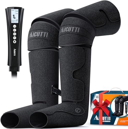 Air Compression Leg Massager Circulation, Christmas Gifts for Women, Men, Mom, Dad, Mothers Day, Fathers Day, 3 Intensities,3 Heating & 3 Modes Foot Massager for Edema, Swelling,Varicose Veins