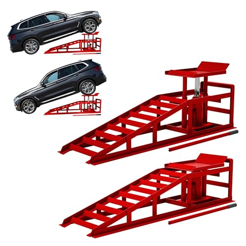 2 Pack Hydraulic Car Ramps 5T 10000lbs Low Profile Car Lift Service Ramps Truck Trailer Garage,Height Hydraulic Vehicle Ramps, Lift Height 11.61-16.21 Inches