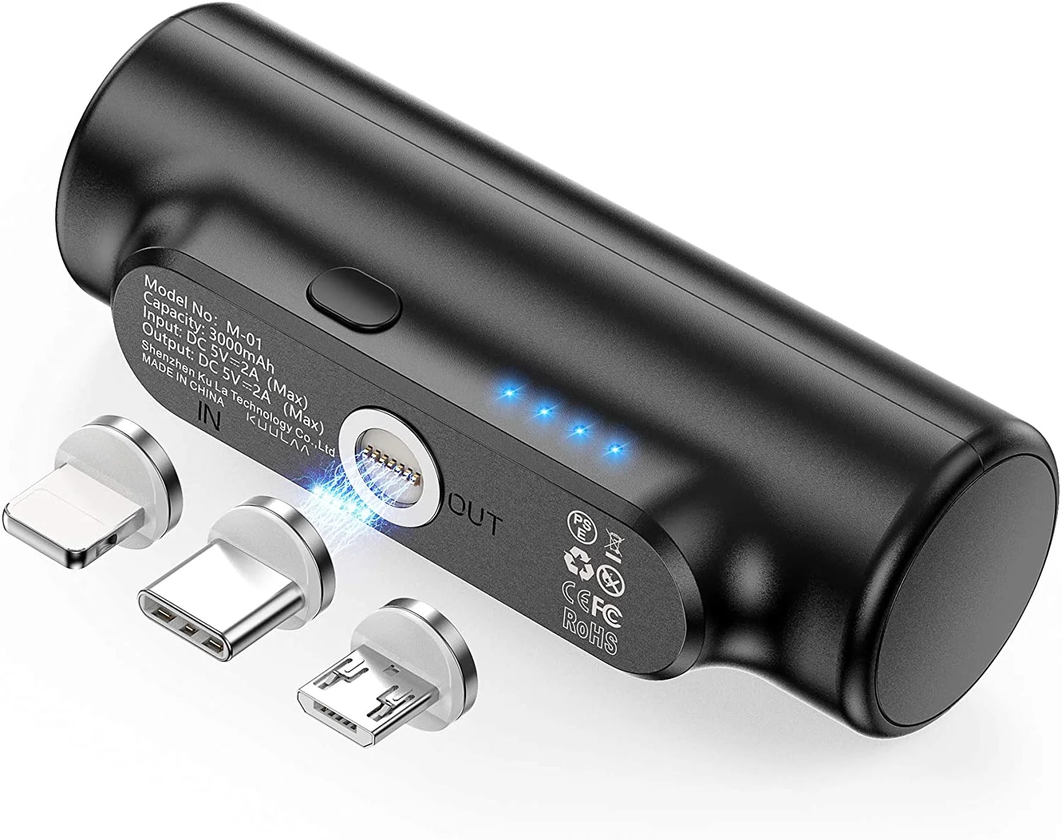 3 in 1 Magnetic Power bank for Oculus Quest 2, Ultra Compact 3000mAh Mini External Battery Pack Portable Charger With 3 Plugs Compatible with iPhone 13 12 11 Pro Max, Samsung, Huawei (Black)