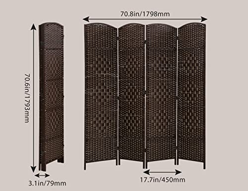 Room Divider 6 Panel 6 Ft Tall, Foldable Room Dividers Freestanding Privacy Screen with Diamond Double-weaved for Room Separation, Double Hinged Folding Portable Wall, No Installation Required