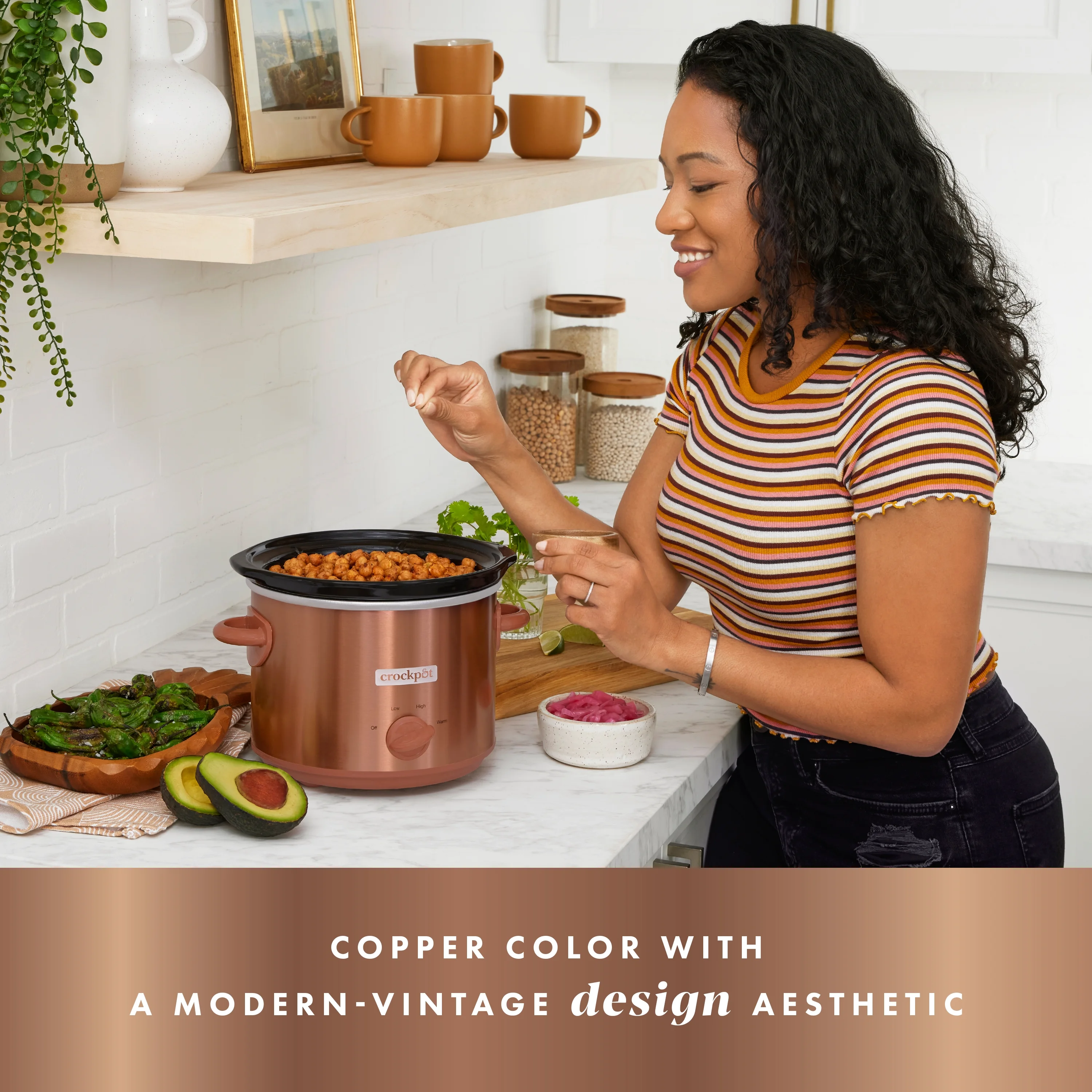 Crockpot Design Series 3-Quart Manual Slow Cooker, Copper