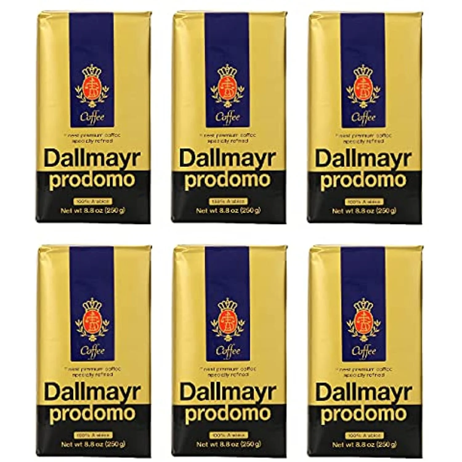 Dallmayr Gourmet Coffee, Prodomo (Ground), 8.8-Ounce Vacuum Packs - Pack Of 6