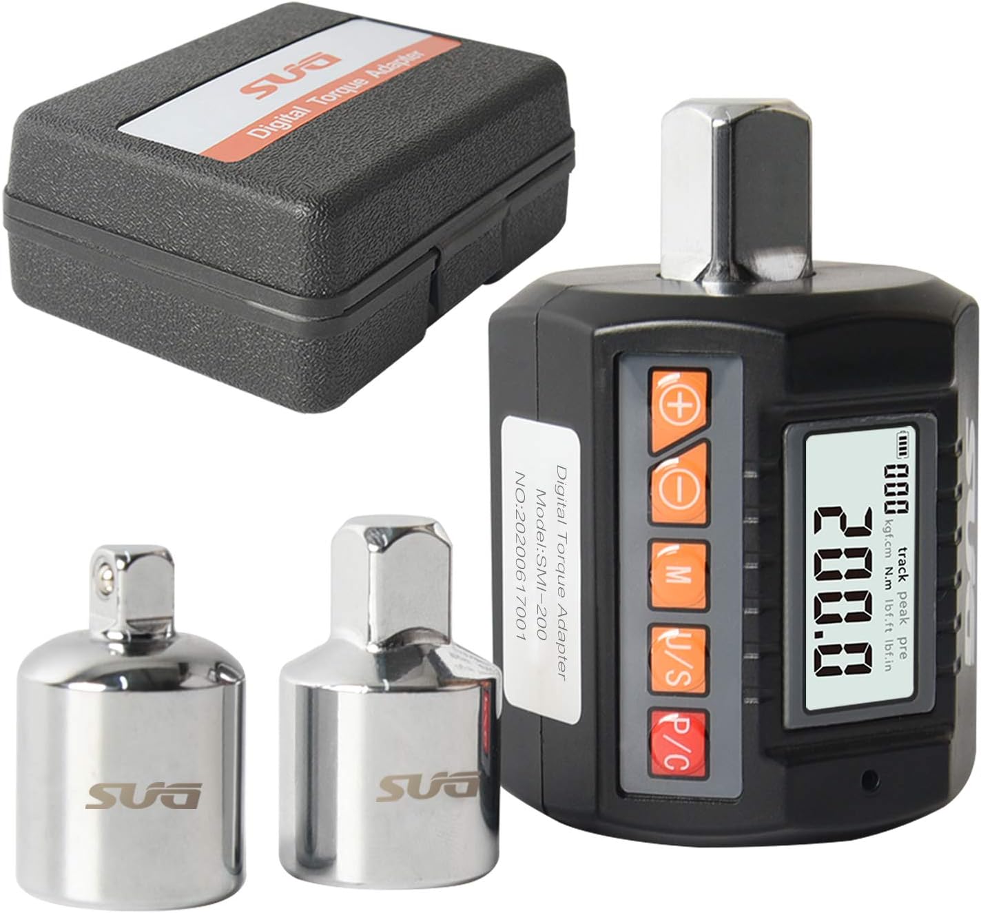 Digital Torque Adapter 200Nm- 1/2” Drive (14.75 to 147.5ft-lbs.) with Buzzer and Backlight Function (Accurate to 2%) Calibrated