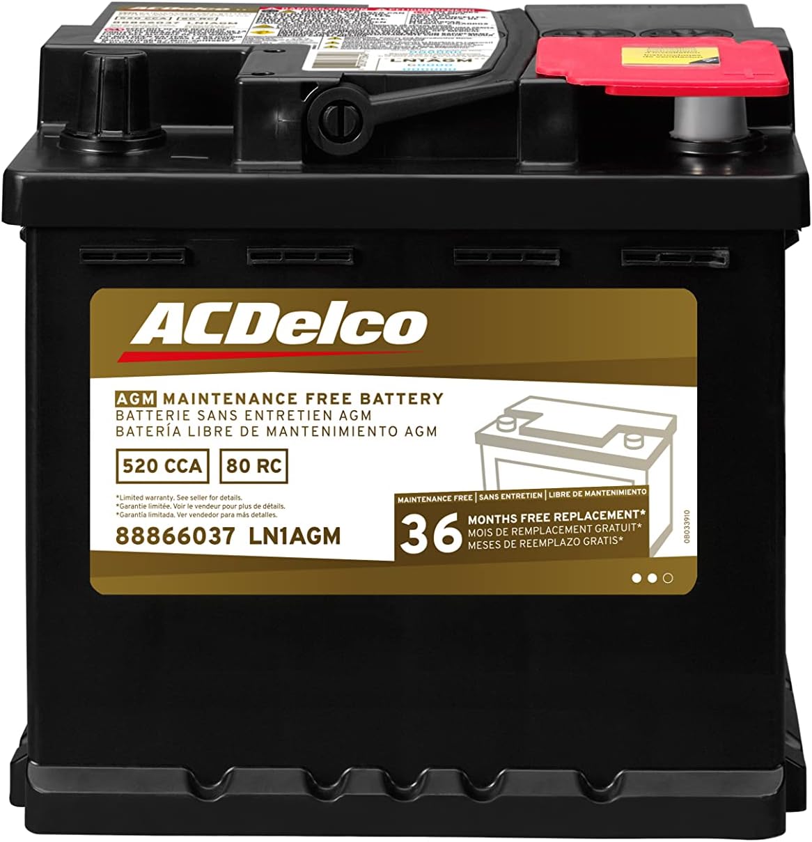 ACDelco Gold LN1AGM 36 Month Warranty AGM BCI Group LN1 Battery