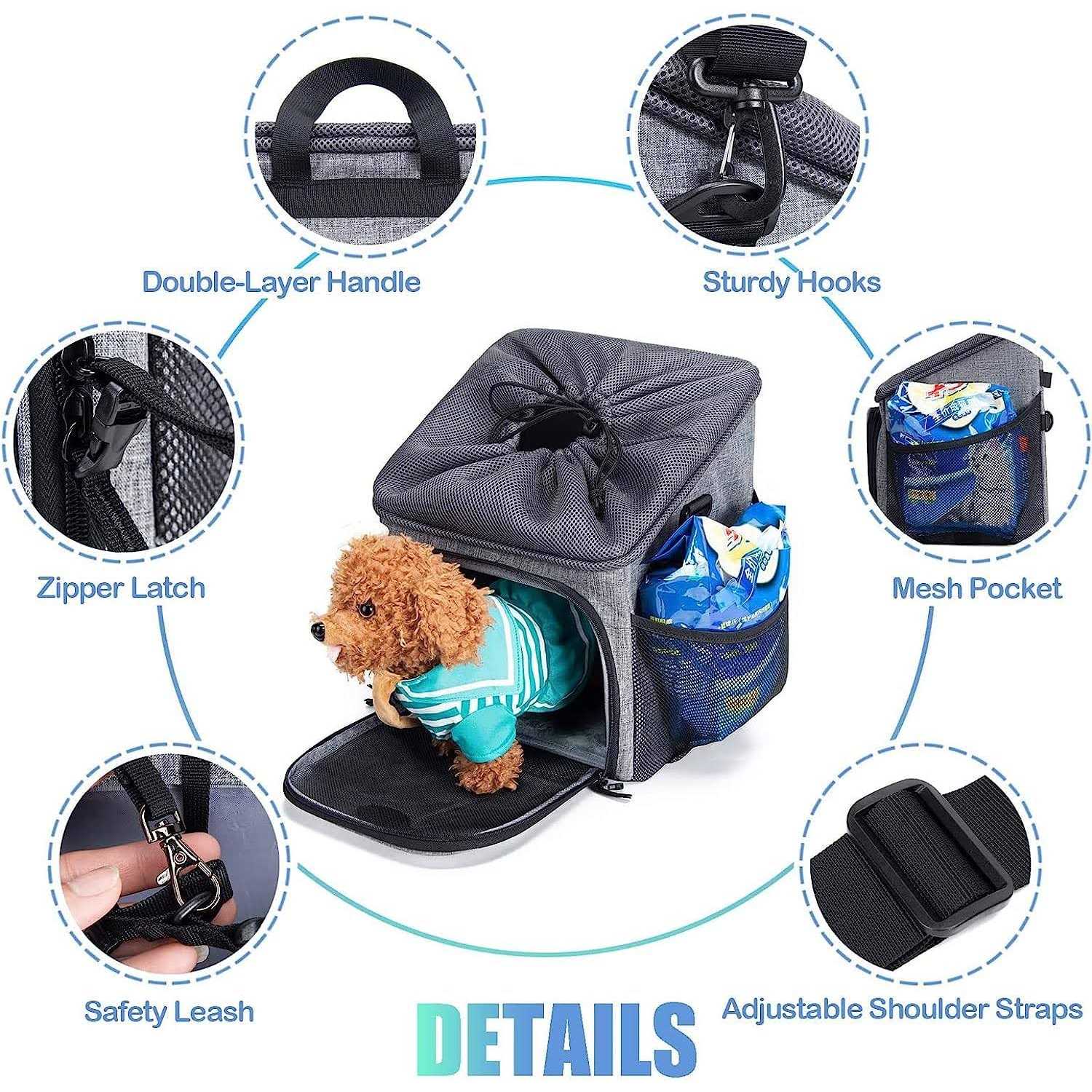 Wakytu Dog Bike Basket Carrier Pet Bicycle Front Carrier Backpack for Bike Riding Foldable Removable - Pet Supplies online store