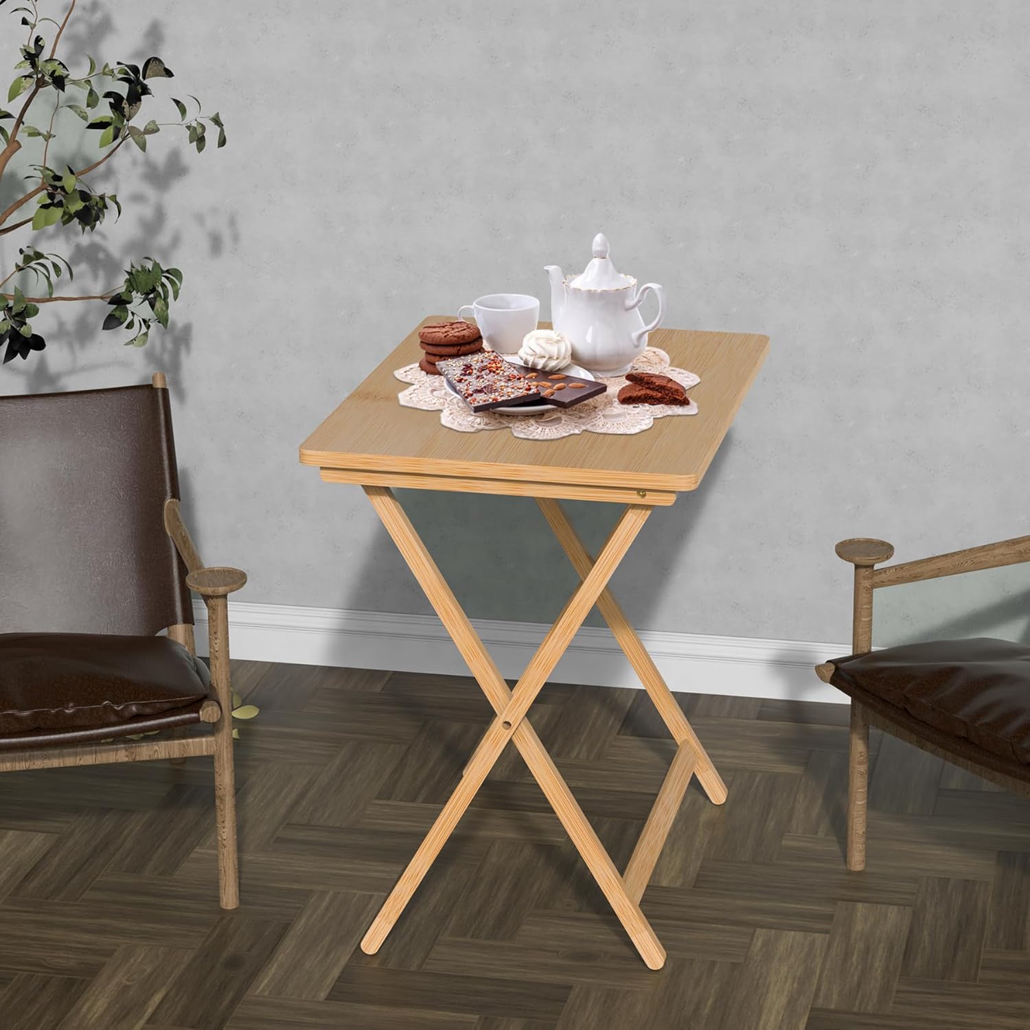 Fully Assembled Folding TV Tray Table Set of 2, 19.29