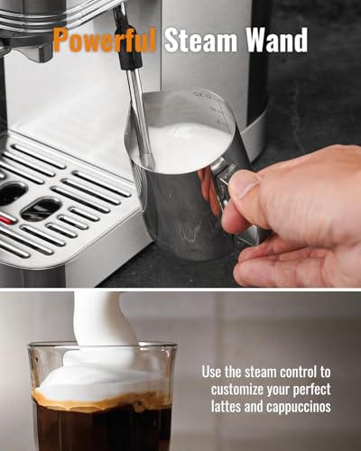 SHARDOR Espresso Machine 20 Bar, Professional Espresso Machine with Milk Frother and Touchscreen, Expresso Coffee Machines with Adjustable Temperature,for Cappuccino, Latte