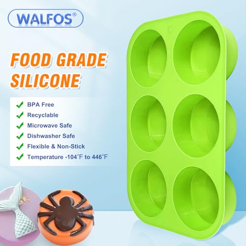 Large 6-Cavity Semi Sphere Silicone Mold, Half Sphere Silicone Baking Molds for Making Chocolate, Cake, Jelly, Dome Mousse (2 Packs)
