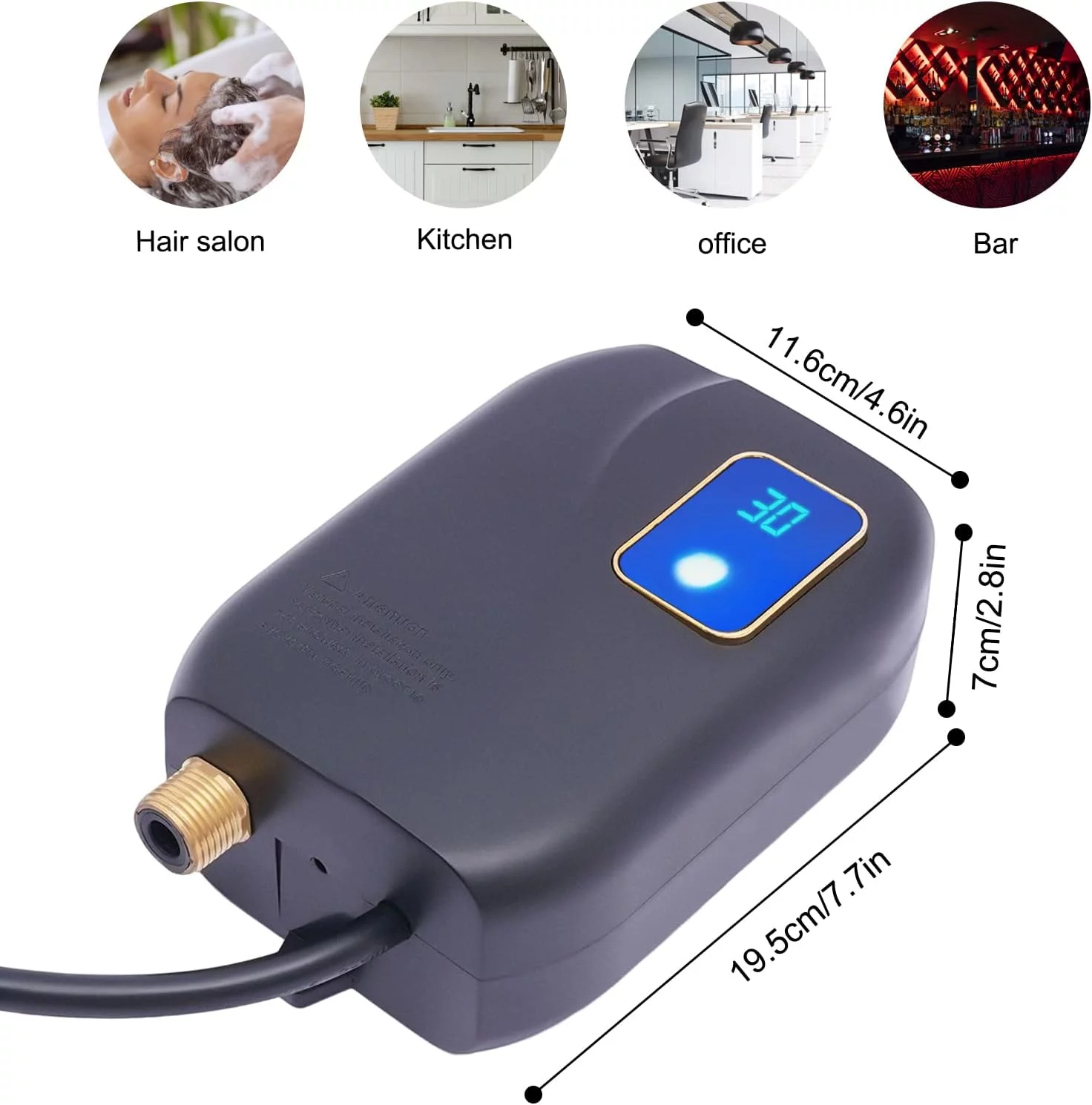 OUKANING Thermostatic Tankless Electric Water Heater 110V 3000W Mini Instant Hot Water