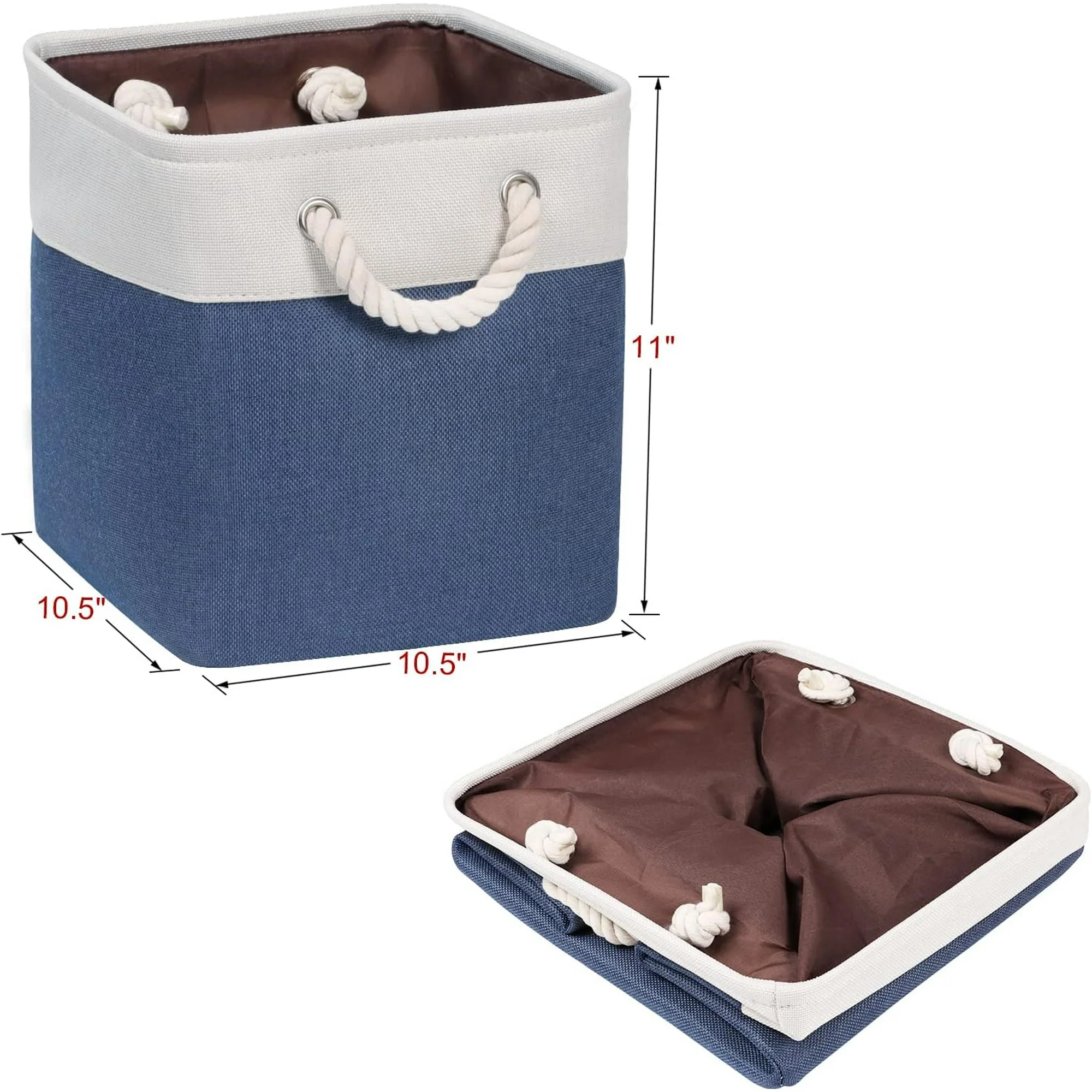 Collapsible Storage Bins 10.5x 10.5x 11”Fabric Storage Basket for Shelves with Handles for Shelf, Closet, Office Organizer, Set of 6