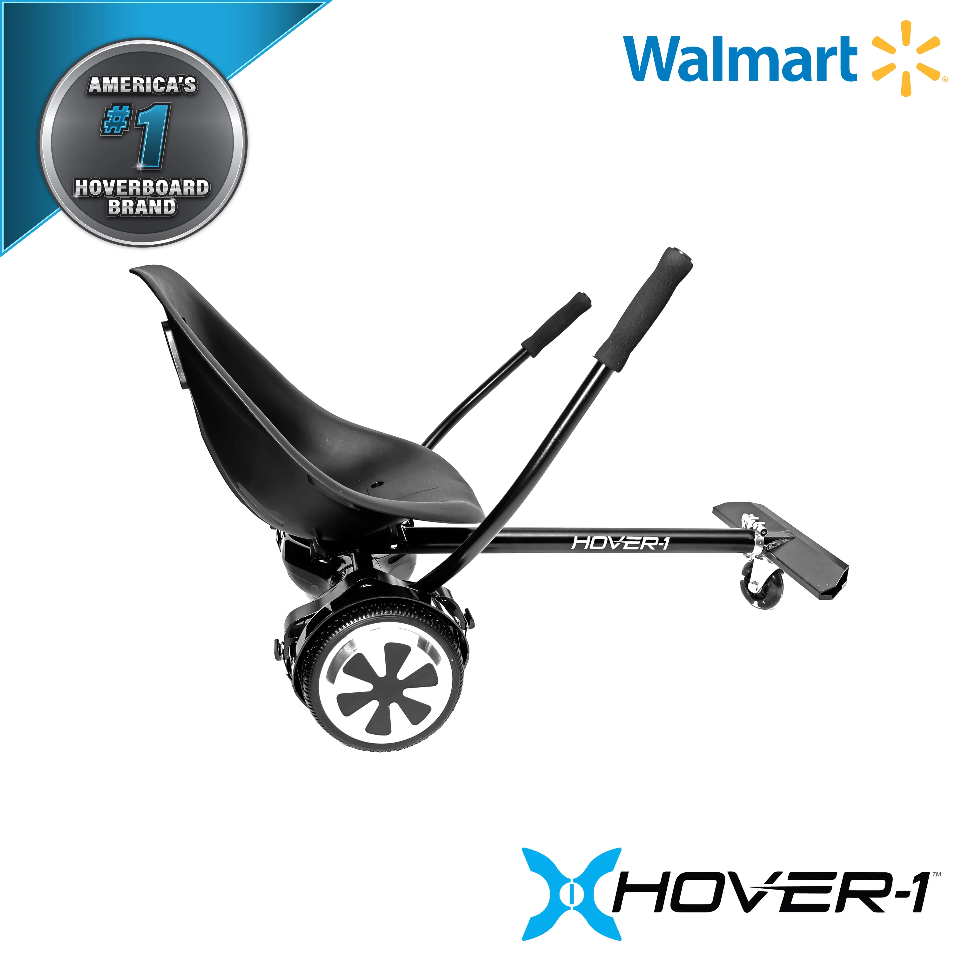 Hover-1 Kart and Ultra Electric Hover board with 6.5 In. Wheels and LED Lights Combo - Black