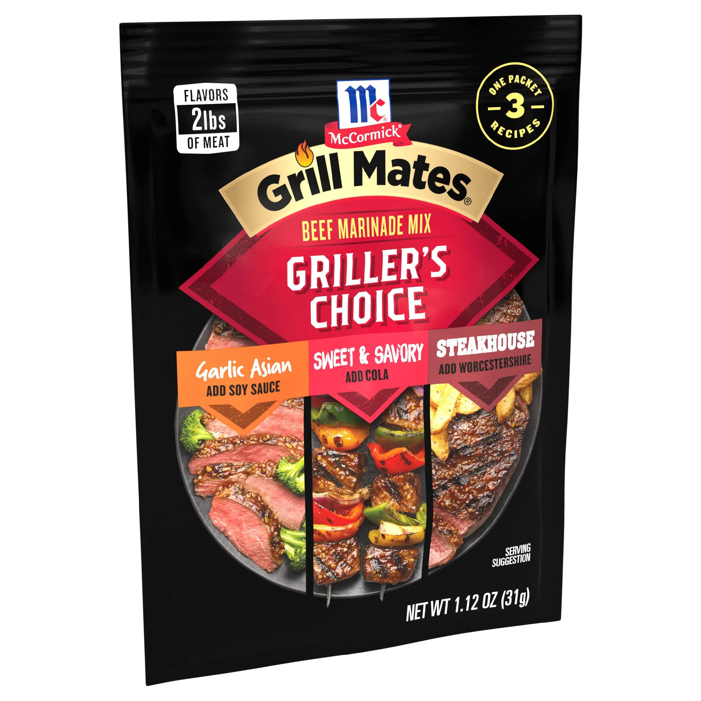 Mccormick Grill Mates Griller,S Choice Beef Marinade Mix, 1.12 Oz (Pack Of 12)