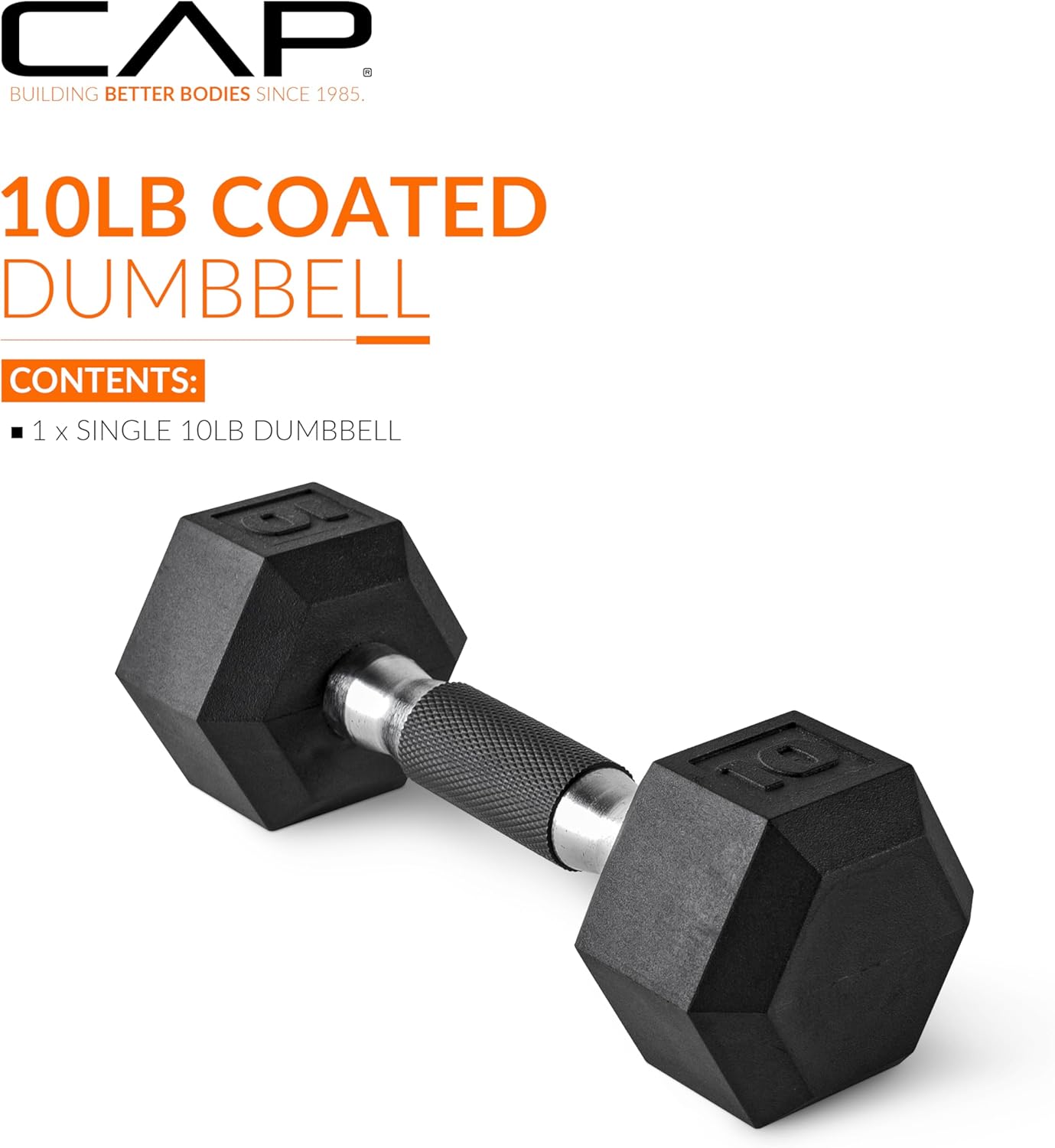 CAP Barbell Coated Dumbbell Weights with Padded Grip 10-Pound, Single