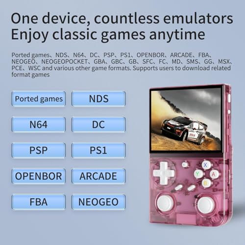 G350 Retro Game Console,Linux System RK3326 G350 Handheld Game Console Built-in 64G TF Card 4371 Games,3.5-inch IPS Screen, WiFi, Bluetooth 4.2, HDMI Output, 3200mAh Battery