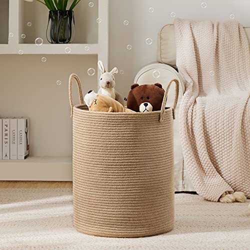 Woven Rope Laundry Hamper Basket by YOUDENOVA, 72L Tall Luandry Basket, Baby Nursery Hamper for Blanket Storage, Clothes Hamper for Laundry in Bedroom-Large-Pure White