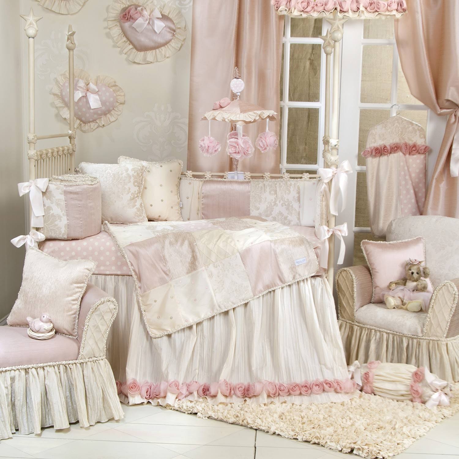 Glenna Jean Victoria 4 Piece Baby Crib Bedding Set with Bumper