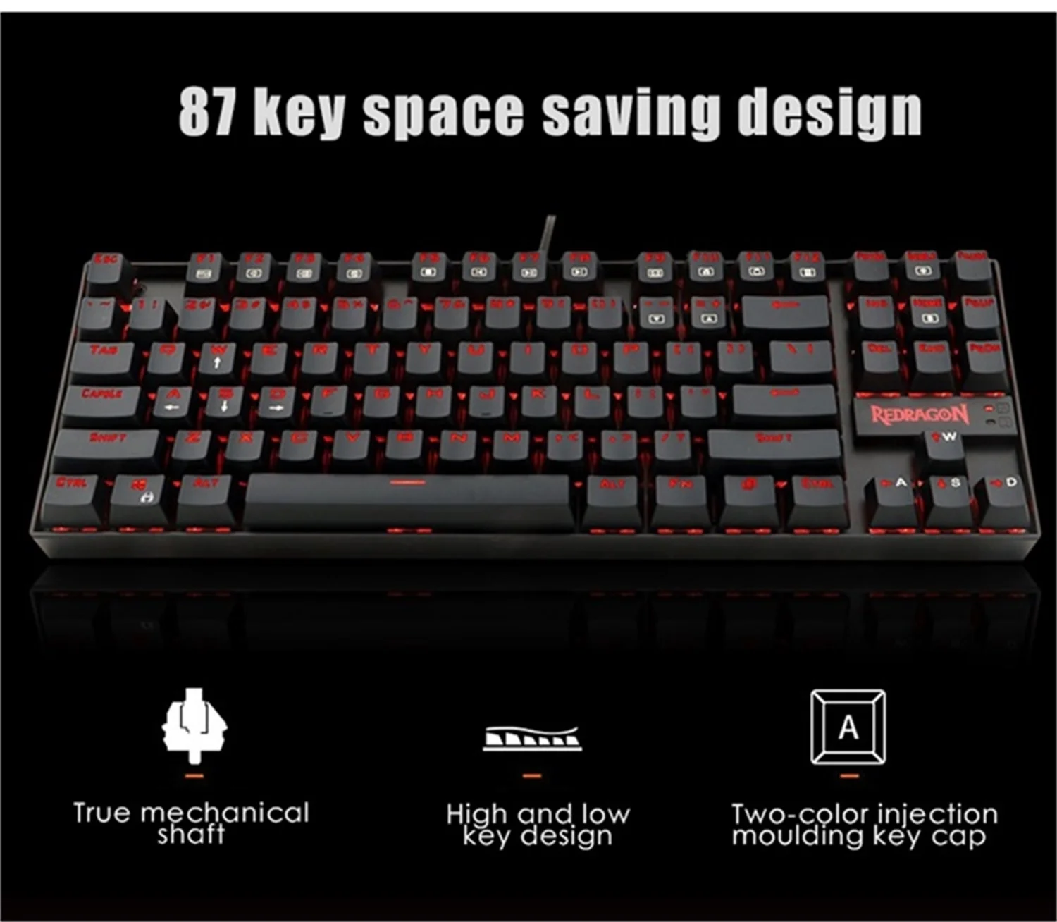 Redragon KUMARA K552 Led Backlit 87 Key Full Key Anti-Ghosting Spill Proof Design USB wired Mechanical Gaming Keyboard