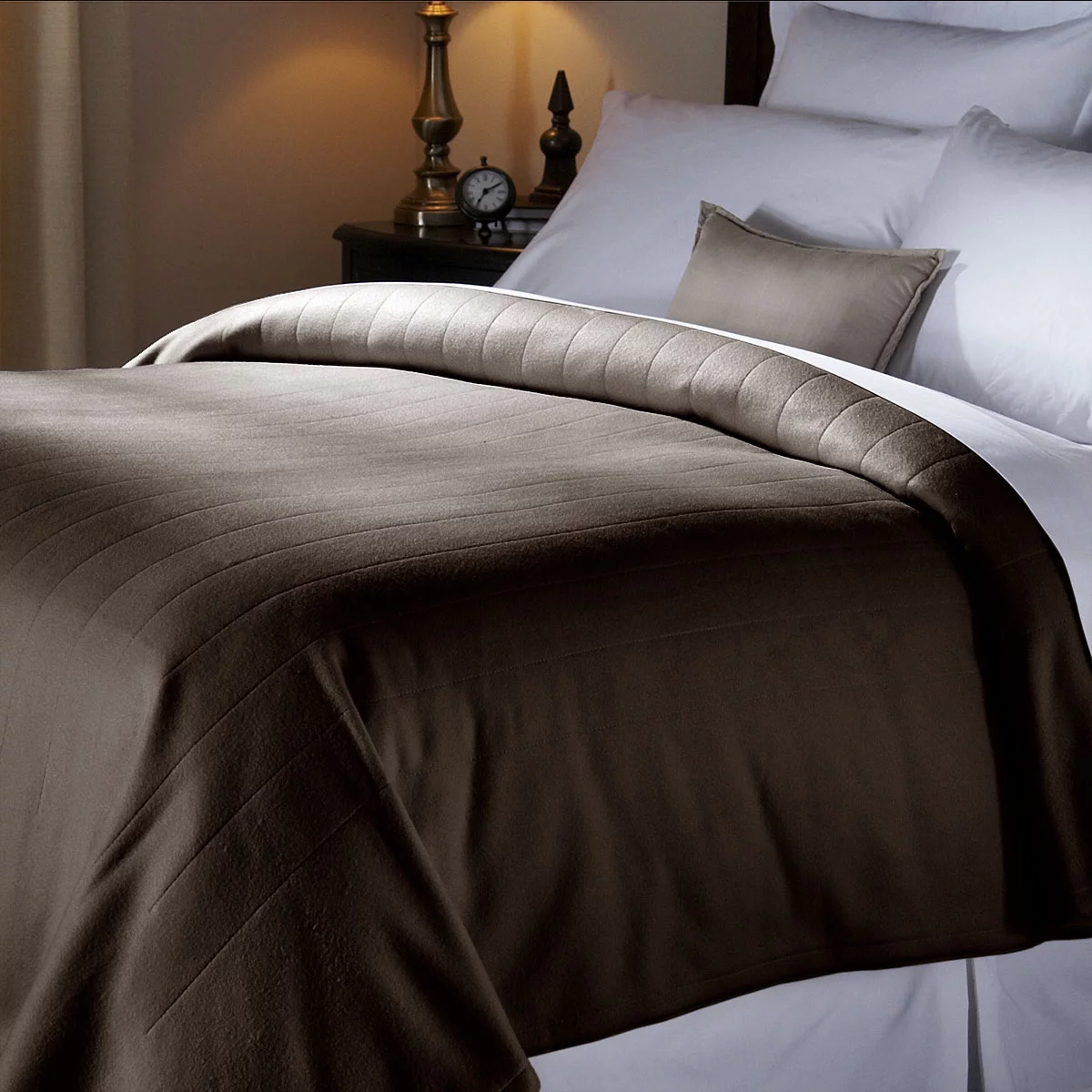 Sunbeam Electric Heated Fleece Channeled Blanket, Twin, Newport Blue