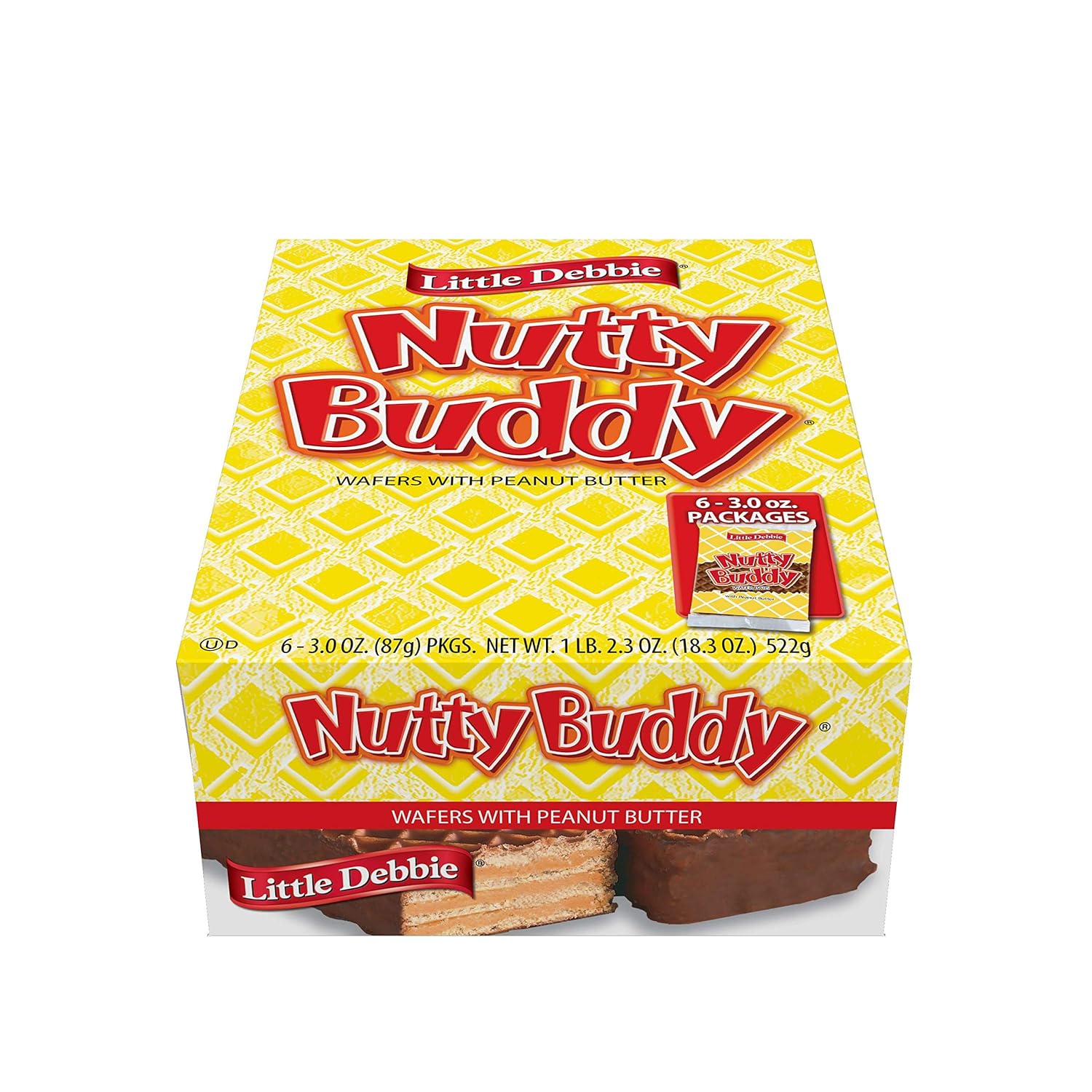 Little Debbie Nutty Buddy Bar, Large 3 oz., Individually Wrapped 2-Packs, 36 Nutty Bars