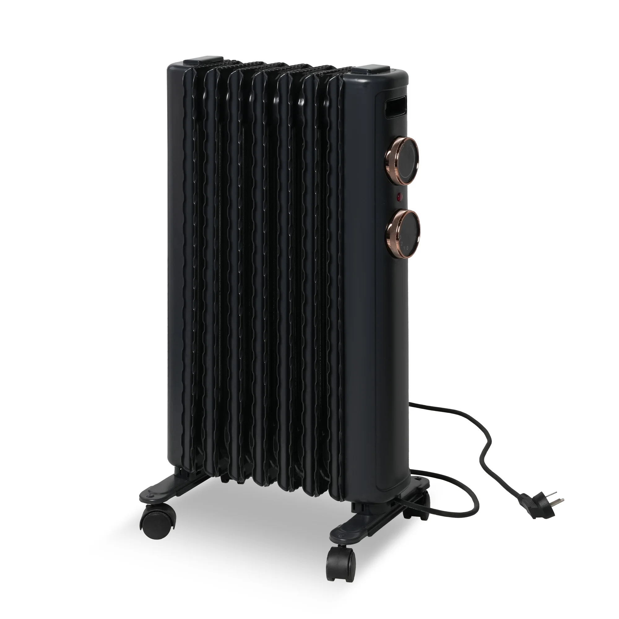 Oil Filled Radiator Heater with 3 Heating Modes, Adjustable Thermostat, Universal Wheels, Portable Heater for Bedroom Home Office, Black&Gray