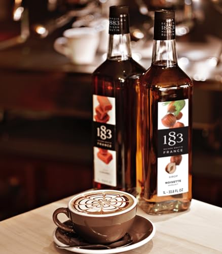 1883 Blue Curacao Syrup with Pump for Hot & Cold Drinks - 1 Liter 33.8 Ounces