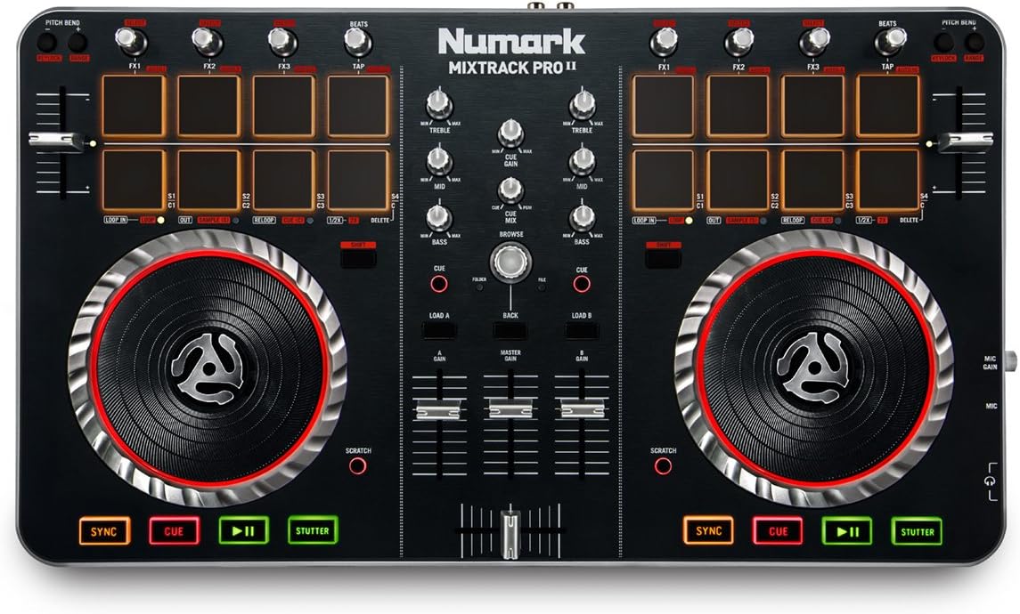 Numark Mixtrack Pro II USB DJ Controller with Integrated Audio Interface and Trigger Pads