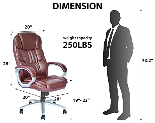 Big and Tall Office Chair High Back Executive Office Chair Comfortable Thickening Padded Cushion Leather Chair All Day Comfort Wide Seat Ergonomic Computer Desk Chair with Armrest