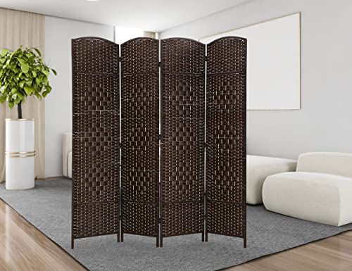Room Divider 6 Panel 6 Ft Tall, Foldable Room Dividers Freestanding Privacy Screen with Diamond Double-weaved for Room Separation, Double Hinged Folding Portable Wall, No Installation Required
