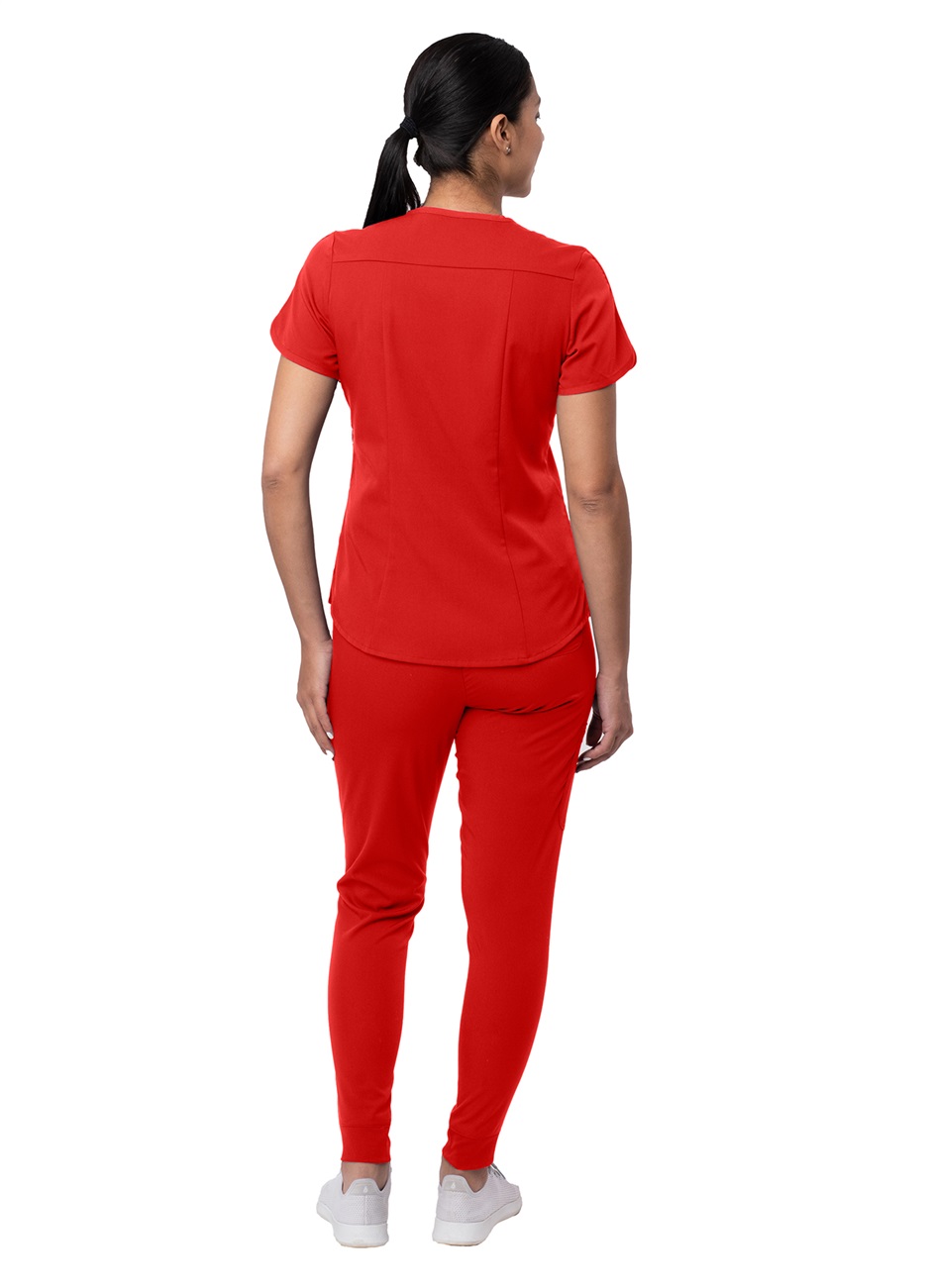 Adar Pro Modern Athletic Scrub Set For Women - Modern V-Neck Scrub Top & Yoga Jogger Scrub Pants