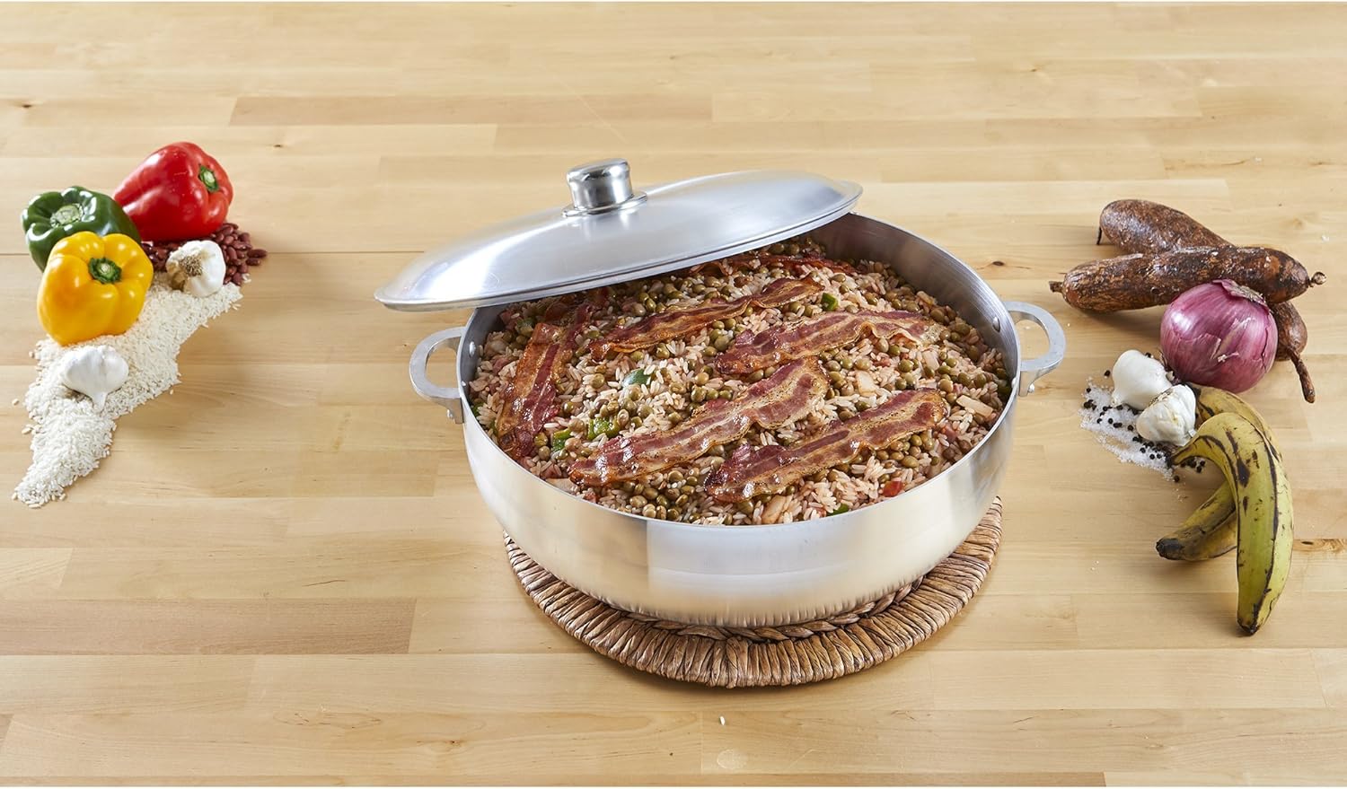 IMUSA USA, Silver Traditional Caldero with Lid 7.5-Quart, 6.9